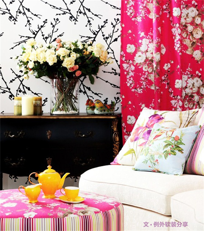 不是所有的花朵元素，都會搭出田園小碎花-別墅設計,軟裝設計,室內設計,豪宅設計,深圳例外軟裝設計公司