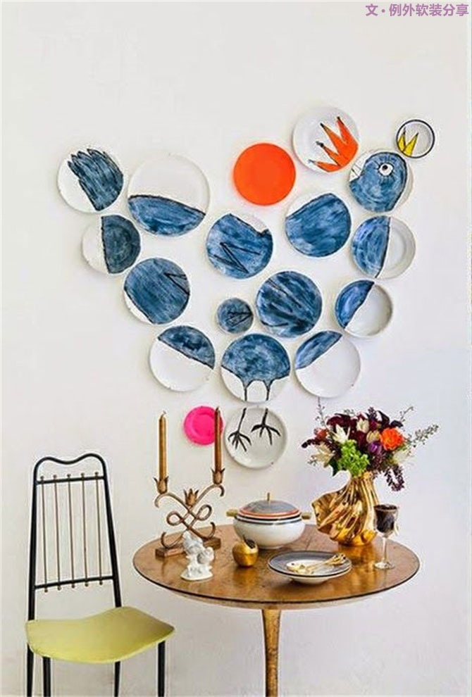室內(nèi)軟裝設(shè)計瓷盤從飯桌跑到墻上啦！-別墅設(shè)計,軟裝設(shè)計,室內(nèi)設(shè)計,豪宅設(shè)計,深圳例外軟裝設(shè)計公司
