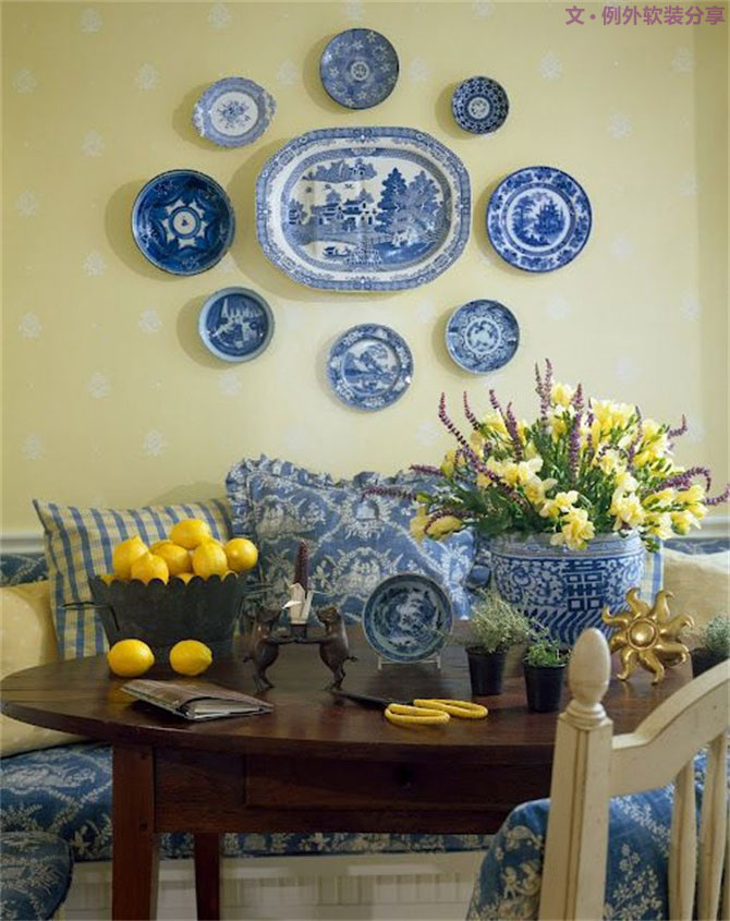 室內(nèi)軟裝設(shè)計瓷盤從飯桌跑到墻上啦！-別墅設(shè)計,軟裝設(shè)計,室內(nèi)設(shè)計,豪宅設(shè)計,深圳例外軟裝設(shè)計公司